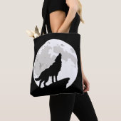 遠ぼえのオオカミのトートバック トートバッグ (クローズアップ)