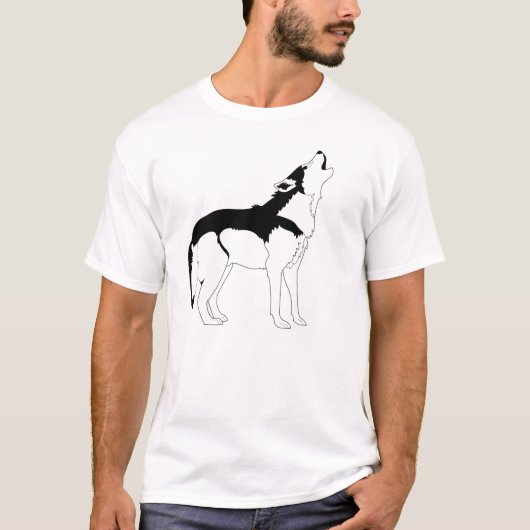 遠ぼえのオオカミのワイシャツ Tシャツ (正面)