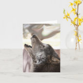 遠ぼえのオオカミの挨拶状 カード (黄色い花)