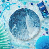 遠ぼえのオオカミの紙皿 ペーパープレート (パーティー)