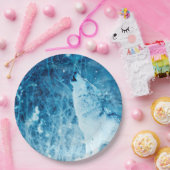 遠ぼえのオオカミの紙皿 ペーパープレート (パーティー)