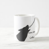 遠ぼえのオオカミの顔は名前を加えます コーヒーマグカップ (正面右)