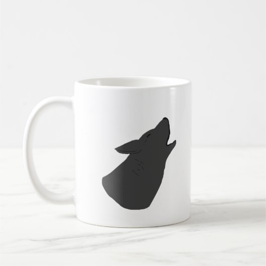 遠ぼえのオオカミの顔は名前を加えます コーヒーマグカップ (左)