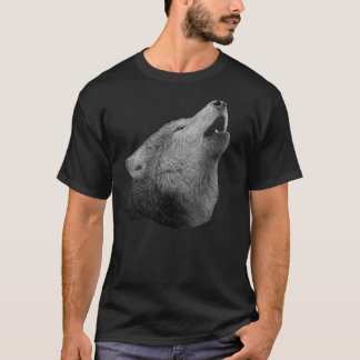 遠ぼえのオオカミ-様式化されたイメージ Tシャツ