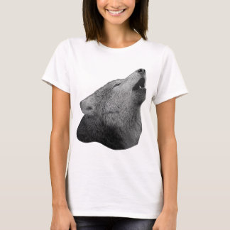 遠ぼえのオオカミ-様式化されたイメージ Tシャツ