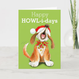 遠ぼえのキャロルの歌う犬の芸術のクリスマスカード シーズンカード