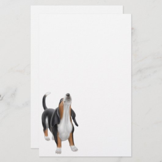 遠ぼえのバセットハウンドの文房具 便箋 (正面/裏面)