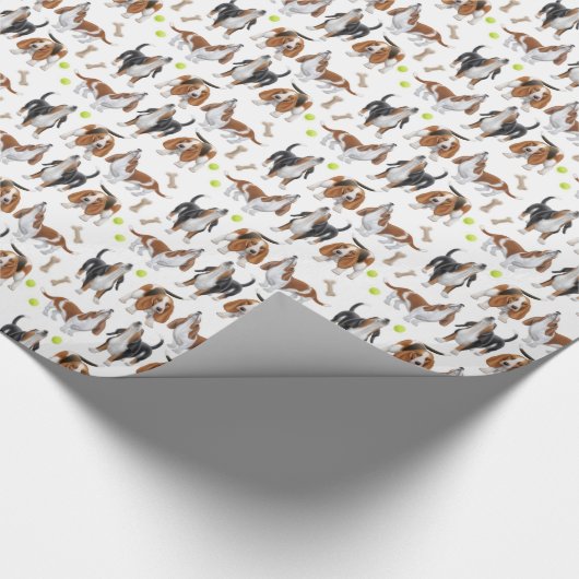 遠ぼえのバセットハウンドはギフト用包装紙の後をつけます ラッピングペーパー (角)