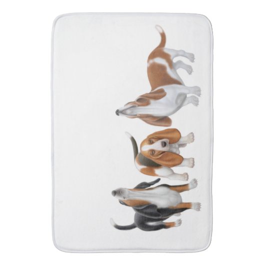 遠ぼえのバセットハウンドはバス・マットの後をつけます バスマット (正面縦)