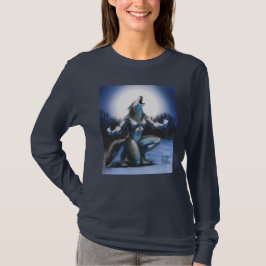 遠ぼえの狼人間の女性 Tシャツ