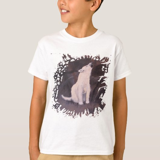 "遠ぼえの白いオオカミ"の女の子のTシャツ Tシャツ (正面)