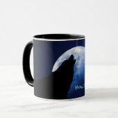 遠ぼえは救済します… オオカミが付いている犬のマグ マグカップ (正面左)