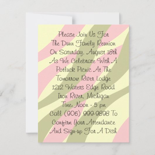 遠出の家族会の招待状を採取するヴィンテージ 招待状 (裏面)