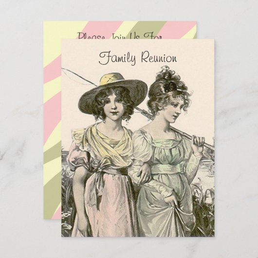 遠出の家族会の招待状を採取するヴィンテージ 招待状 (正面/裏面)