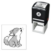 遠吠えする灰色オオカミの子 セルフインキングスタンプ (インサイチュ)