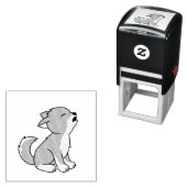 遠吠えする灰色オオカミの子 セルフインキングスタンプ (インサイチュ)
