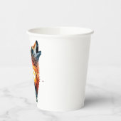 遠吠えする狼の二重露出夕日 紙コップ (左)