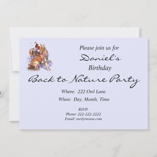 遠吠えのキツネ 動物 ネイチャー バースデーパーティー 招待状 (裏面)