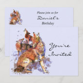 遠吠えのキツネ 動物 自然 誕生日パーティー 招待状 (正面/裏面)