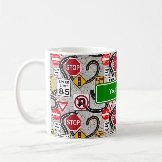 遠征のパーソナライズな通りの名前 コーヒーマグカップ (左)