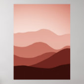 遠方山脈ダークレッド赤面コーラルサンセット ポスター (正面)