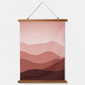 遠方山脈ダークレッド赤面コーラルサンセット 吊り下げ型タペストリー (正面)