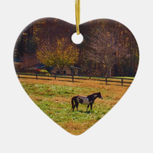 遠絵を描く離れた馬 セラミックオーナメント (正面)