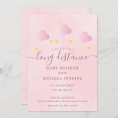 遠距離ベビーシャワー メールで届く 女の子 ピンク 招待状 (正面/裏面)