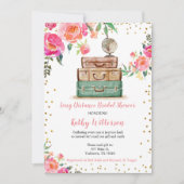 遠距離旅行をテーマにしたブライズシャワー 招待状 (正面)