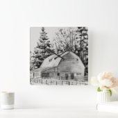 遠隔バーンスケッチI スクエア壁時計 (ホーム)