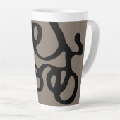 遠隔信号:抽象芸術ブラックとグレー カフェラテマグ (右アングル)