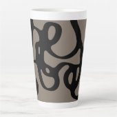 遠隔信号:抽象芸術ブラックとグレー カフェラテマグ (正面)