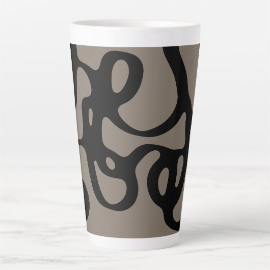 遠隔信号:抽象芸術ブラックとグレー カフェラテマグ (正面)