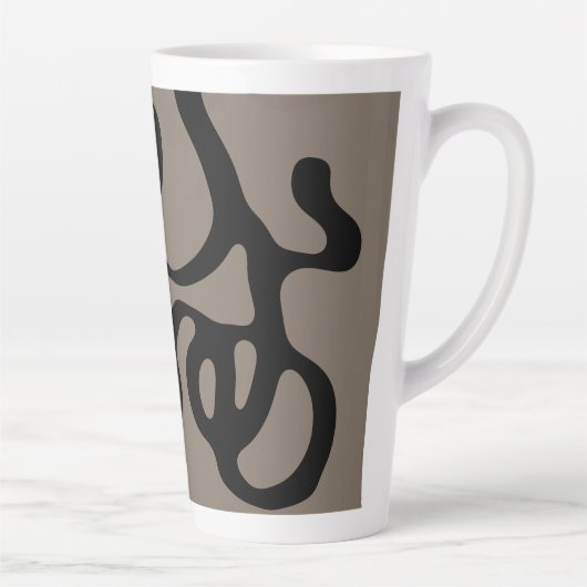 遠隔信号:抽象芸術ブラックとグレー カフェラテマグ (右)