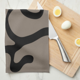 遠隔信号:抽象芸術ブラックとグレー キッチンタオル