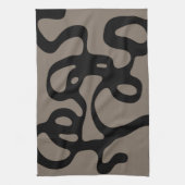 遠隔信号：抽象芸術ブラックとグレー キッチンタオル (縦)