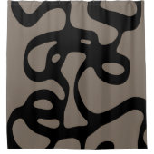 遠隔信号：抽象芸術ブラックとグレー シャワーカーテン (正面)