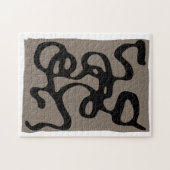 遠隔信号：抽象芸術ブラックとグレー ジグソーパズル (横)