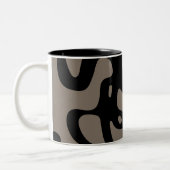 遠隔信号：抽象芸術ブラックとグレー ツートーンマグカップ (左)