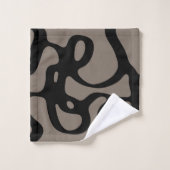 遠隔信号:抽象芸術ブラックとグレー バスタオルセット (ウォッシュタオル)