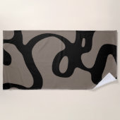 遠隔信号：抽象芸術ブラックとグレー ビーチタオル (正面)