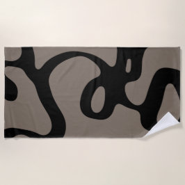 遠隔信号:抽象芸術ブラックとグレー ビーチタオル