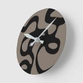 遠隔信号:抽象芸術ブラックとグレー ラウンド壁時計 (傾斜)