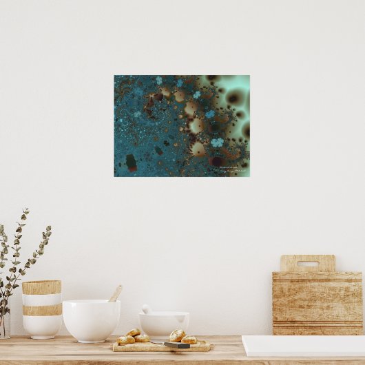 遠隔地の土地抽象芸術ファインアートフラクタル ポスター (キッチン)