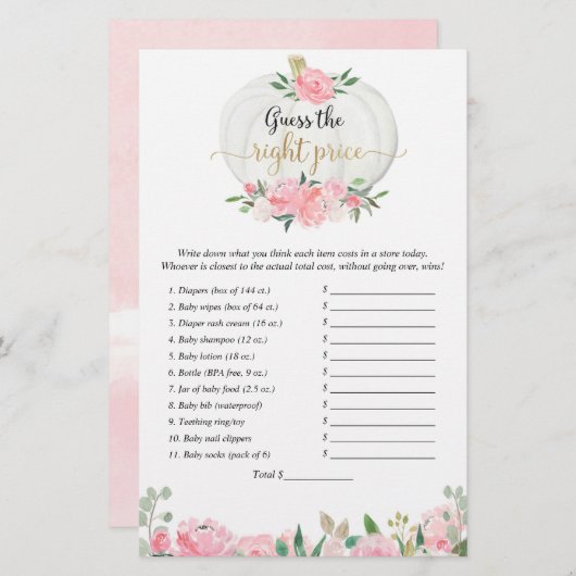 適切な価格の秋カボチャのシャワーゲームを推測 (正面/裏面)