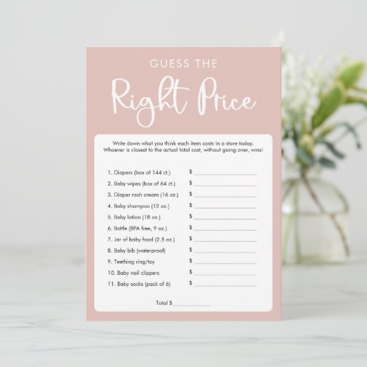 適切な価格の赤ちゃんシャワーのゲームを推測 招待状 (スタンド正面)