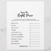 適切な価格の赤ちゃんシャワーゲームを推測 (正面)