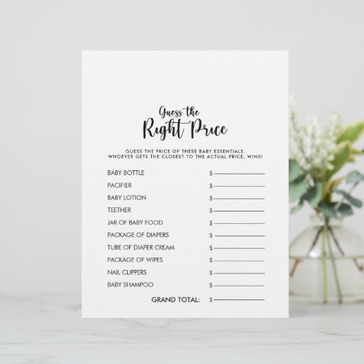 適切な価格の赤ちゃんシャワーゲームを推測 (スタンド正面)