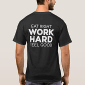 適切な食事と努力で幸せを手に入れようTシャツ Tシャツ (裏面)