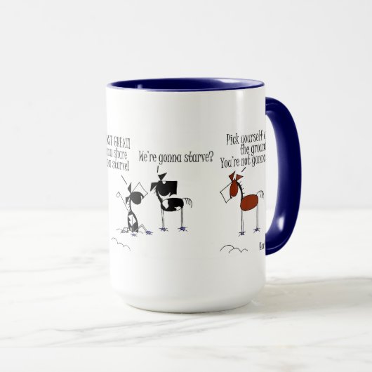 適合の漫画のマグを投げているおもしろいな馬 マグカップ (正面右)